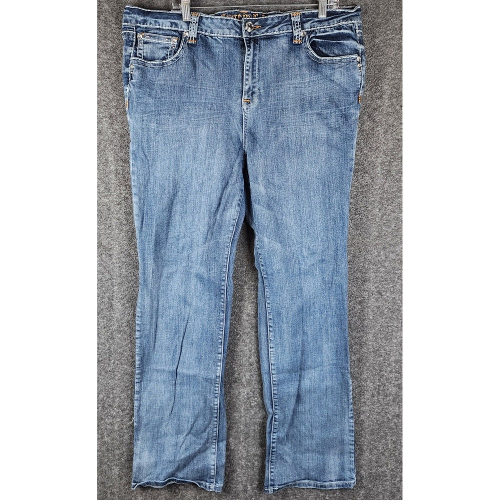Grace in LA Jeans Mens 3XL Straight Leg Blue Medium Wash Rhinestone EUC